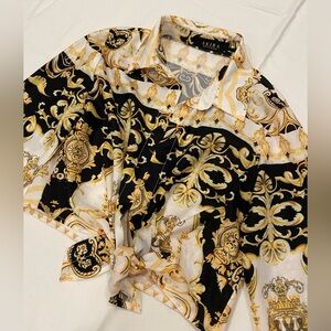 Akira Black and Gold Baroque Blouse